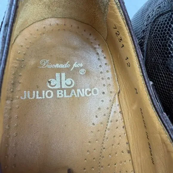 Julio Blanco Brown Lizard Embossed Oxford Dress Shoes 12 - Picture 7 of 8